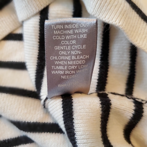 Marled by Reunited Clothing Crewneck Sweater Black White Striped Gold Trim Sz S - Picture 6 of 6